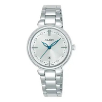 Jam Tangan Wanita Alba Fashion AH7EW5X1 Ladies Analog Silver Dial Stainless Steel Strap