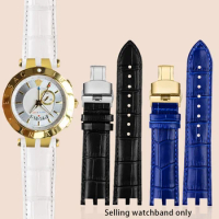 High Quality Double Notch Watch Strap 24mm, for Versace V-RACECHRONO Genuine Leather Watch Strap GTM Accessories