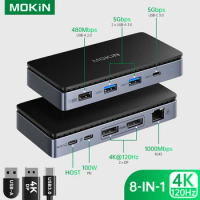 MOKiN Upgraded Universal USB-C 4K Triple Display Docking Station with Charging Support for MacBook Pro &amp; Windows Type C Systems