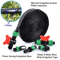 20m/Set 16mm 2-Holes Rain Drip Hose Garden Watering Irrigation System Hose Fertilization Irrigation Soaker Sprinklers With Joint