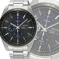 SEIKO 精工 CS三眼系列/SOLAR太陽能耀眼時刻黑面計時44㎜ SK004(SSC725J1/V176-0AZ0H)