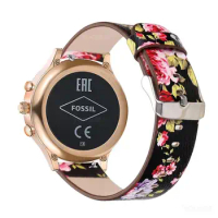 for Fossil Q Venture 18mm Quick Release Flower Leather Watch Band Strap Bracelet for Fossil Q Venture Gen3/Gen4 HR/Women's Sport