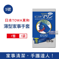 日本TOWA東和-PVC防滑抗油汙萬用家事清潔手套1雙/袋-NO.774薄型藍色(洗碗盤,大掃除,園藝植栽,漁業水產,油漆工作皆適用)