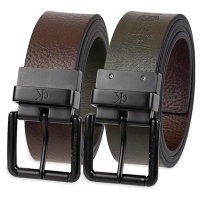 【Calvin Klein 凱文克萊】2024男經典Logo扣雙面棕橄欖色兩用皮帶-網(預購)