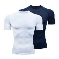 Compression Running Shirts Men Dry Fit Fitness Gym Men's Rashguard T-shirts Football Workout Bodybuilding Stretchy Clothing 2023