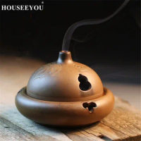 Antique Ceramic Coil Incense Burner Aroma Plate Smoke Removing Furnace Buddhism Temple Incense Holder Home Living Room Crafts