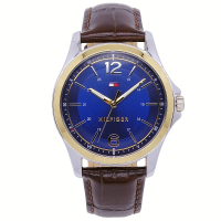 【Tommy Hilfiger】Tommy 美國時尚簡約流行腕錶-藍+咖啡-1791523