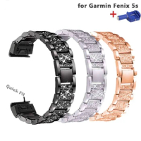 NEW Fenix 6S Quick Fit Women Wristband 20mm 22mm 26mm Crystal Bling Alloy Metal Watch Band Strap for Garmin Fenix 5S/5S Plus