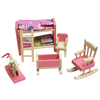 Children's toys girls play house simulation room wooden furniture Toys for girls miniatura em madeira doll house furniture