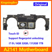 Tested Original A2141 Motherboard With Touch ID For MacBook Pro 16" A2141 Logic Board 2019 i7 i9 16GB 32GB