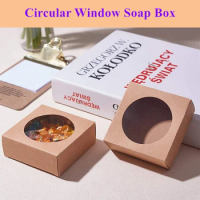 20Pcs/Pack Window Cute Square Kraft Packaging Box Wedding Party Favor Supplies Handmade Soap Chocolate Candy Gift Box