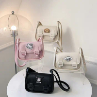 Sanrio Cambridge Bag Hellokitty Cinnamorol All-Match Messenger Bag Women's Fashion Underarm Satchel Backpack Square Tote Handbag