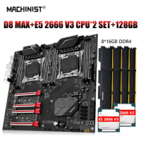 MACHINIST X99 Xeon Kit Motherboard Set LGA 2011-3 E5 2666 v3 Dual CPU Processor DDR4 8*16GB ECC Memory M.2 NVME ssd E-ATX D8 MAX