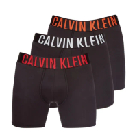 【Calvin Klein 凱文克萊】CK Intense Power 超細纖維彈性 長版四角內褲 三件組(黑色 舒適 透氣)