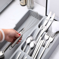 收納架 廚房收納盒可伸縮抽屜整理器分隔板刀叉筷子置物架餐具收納盒