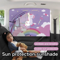 2-Ply Car Window Sunshade - Universal Fit | Cartoon Design Heat Shield for Windshield & Side Windows