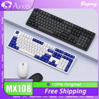 Akko MX108 Mechanical Keyboard Two Mode 2.4G Bluetooth Wireless Gaming Keyboard Portable Ergonomics Office Pc Gamer Office