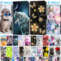 Leather Flip Phone Case For Huawei Y6 Prime 2017 2018 2019 Y6P 2020 Flower Dog Cat Painted Wallet Card Holder Stand Book Cover