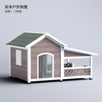 Outdoor Dog House Luxury Villa Large Dog House Dog Cage Anti Winter Rain And Cold Solid Wood Courtyard