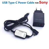 AC-PW10AM USB C Power Bank Cable+PD Charger Adapter For Sony SLT A58 A99 A77 DSLR A290 A500 A850 A900 A700H A700K A700P A100B