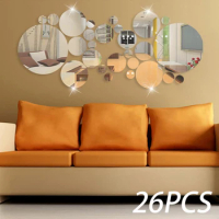 New Acrylic Mirror Wall Sticker Round Mirror Decal Self-Adhesive Wall Sticker Decal DIY Removable Mural for Home Decoration
