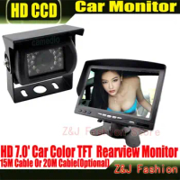 Hot Selling 18 IR Reverse Camera +NEW 7" LCD Monitor+Car Rear View Kit car camera BUS And Truck parking sensor Free Shipping