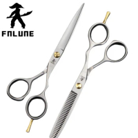 FnLune 6.0 Smoky Gray 9Cr18MoV Professional Hair Salon Scissors Barber Accessories Haircut Thinning Shear Hairdressing Scissors