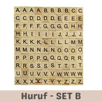 Handmade Alphabet letter tiles / huruf abjad kayu Huruf Set B