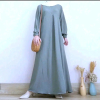 Gamis Crinkle Airflow//Gamis Polos Remaja Kekinian 2026 Maxi Syar'i Hitam