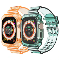 2IN1 watch Strap Case for iwatch Series SE 49mm Clear Transparent Bracelet for Apple Watch 8 7 6 5 4 3 2 38mm 40 42mm Apple Band