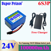 24V 100000mAh 6S3P For Electric Bicycle Moped 100Ah For Samsung 18650 lithium Battery Pack Free 25.2V 2A Charger