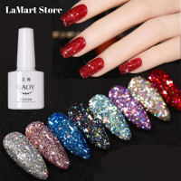 LaMart Store 8 Colors Reflective Nail Gel Flash Shiny Nail Glue✨ UV/LED Gel Nail Polish Diamond Sequ