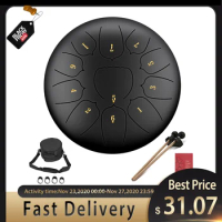 10 Inch Mini Drum 11 Tone Steel Tongue Drum Handpan Instrument With Padded Drum Bag And A Pair Of Mallets Musical Instruments