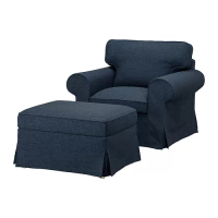 EKTORP 扶手椅及腳凳, kilanda 深藍色