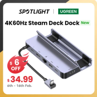 UGREEN USB C Docking Station for Steam Deck 4K60Hz RJ45 PD100W Dock Compatible with Steam Deck Rog Ally iPhone 15 Pro/Pro Max