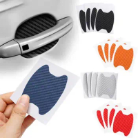 4Pcs Car Door Sticker Handle Anti Scratch Resistant Cover Carbon Fiber Protect Automobiles Film Styling Exterior Car Accessories