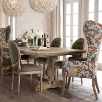 美式實木餐桌輕奢做舊小戶型家用飯桌簡約飯臺法式別墅復古桌椅子