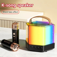 Best Gift Portable LED Mini Bluetooth Home Theater Music Set with Amplifier Karaoke Outdoor Wireless Portable Speaker Subwoofer