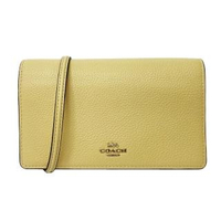 【COACH】展示品經典LOGO長夾式小斜背(鵝黃)