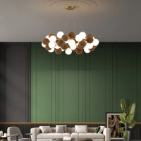 Copper living room chandelier postmodern Nordic minimalist restaurant magic bean creative warm bedroom lighting pendant lamp