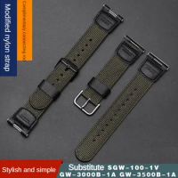 Nylon Watch Strap Substitute SGW-100/GW-3000B/GW-3500B Series Concave Interface Canvas Watchband