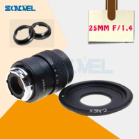 Fujian 25mm CCTV Camera Lens TV Movie Fixed Focus F1.4 C Mount for Sony NEX-3 C3 F3 5 5N 5R 5T 6 7 VG20 VG30 V900 Mirrorless