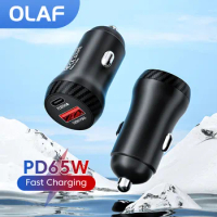 OLAF 65W Car Charger Connector PD Type C USB Fast Charging Car Phone Adapter For Huawei Xiaomi Samsung Quick Charge 3.0 Charger