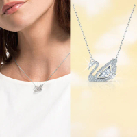 【SWAROVSKI 官方直營】Swan 項鏈 天鵝 白色 鍍白金色 母親節禮物
