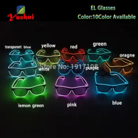 10 COLOR Trendy EL Glasses EL Wire Fashion Neon LED Light Up Sun Glasses For Party Decoration with DC-3V Steady On Inverter