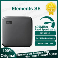 Western Digital WD Elements Portable SSD Solid State Drive SE USB3.0 400MB/s External SSD 480GB 1T 2T for PS5 Laptop Computer PC