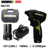 WORX WU132 1/4" Hex 12v 140Nm 3300rpm 3 Speed Adjustable Univeral Battery Pack Cordless Impact Screwdriver Brushless Motor