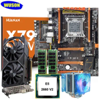 2 years warranty new HUANAN ZHI deluxe X79 motherboard M.2 NVMe slot CPU Xeon E5 2660 V2 RAM 16G(2*8G) video card GTX1050Ti 4G
