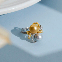 Cincin Mutiara Air Tawar Emas Laut Selatan, 9–10 mm, HW0795