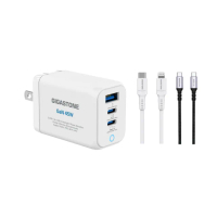 【GIGASTONE 立達】GaN 45W氮化鎵三孔充電器+C to C+C to Lightning快充雙線組(支援iPhone16/Mac充電頭)